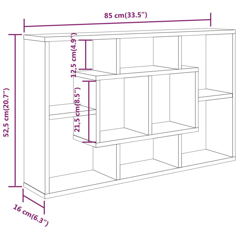 Tiffany Floating Shelf, 52.5cm H x 85cm W x 16cm D, Black