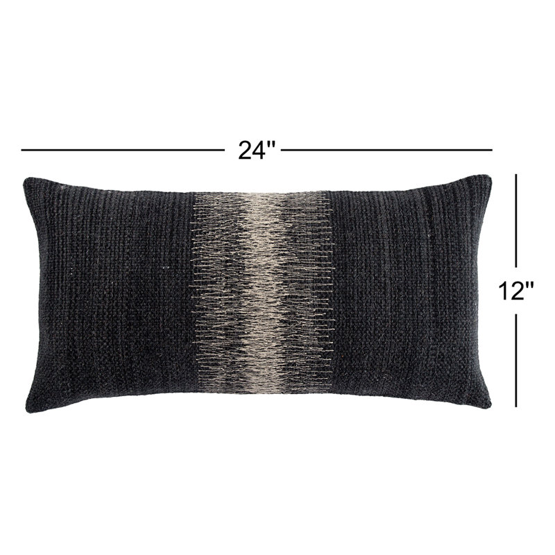 Coussin Gowan, Noir, Rembourrage 100% polyester, Rectangle H 12 po x l 24 po
