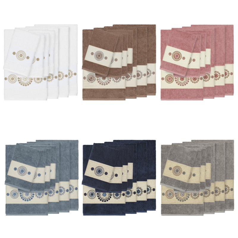 Ensemble de serviettes 8 pièces Isabella 100% coton turc Isabella, Blanc
