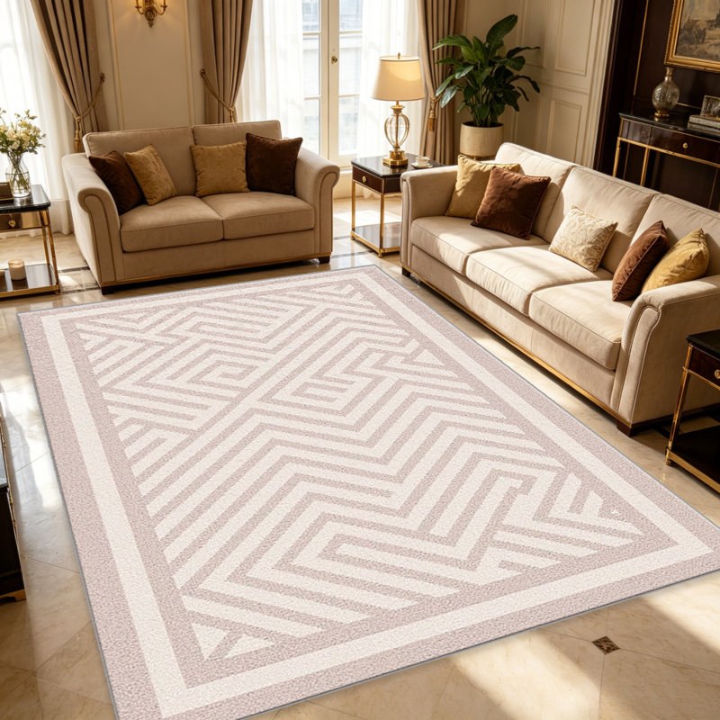 Geometric Maze Blush carpet-easy to clean, machine-washable, soft and comfortable; suitable for door mats, kitchens, living rooms, bedrooms, corridors, and laundry areas. Easy to clean, durable carpet for home decoration.