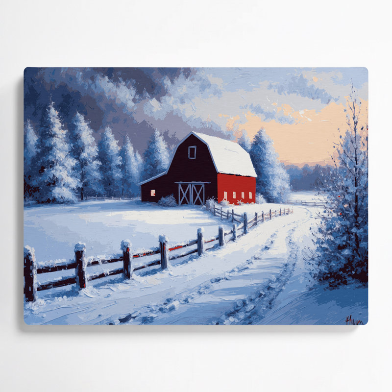 «Farm Winter Snow Scenes», art mural en métal bleu, H 8 po x l 10 po
