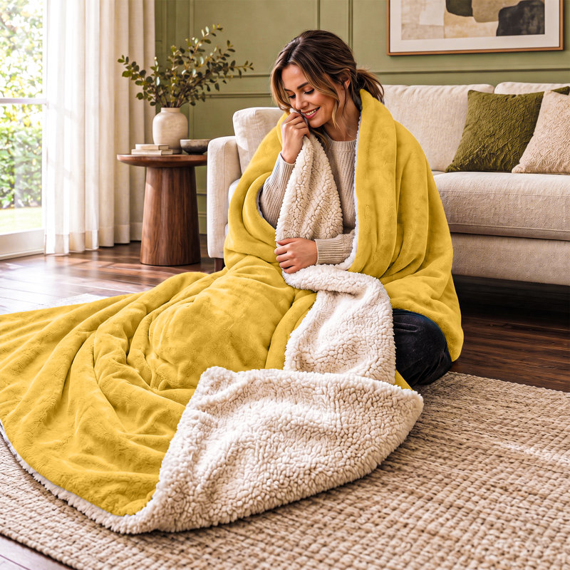 Couverture en molleton ultra doux Sherpa - réversible, chaude et moelleuse - lavable à la machine, Jeté (50 inc. X 60 inc.)