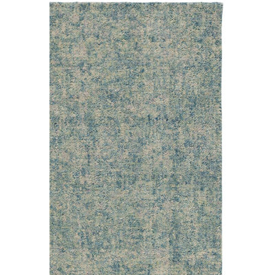 Lashica 101 Hand Tufted Imported Handspun Wool/Cotton No Pattern Indoor Use Only Rug in Light Blue/Beige