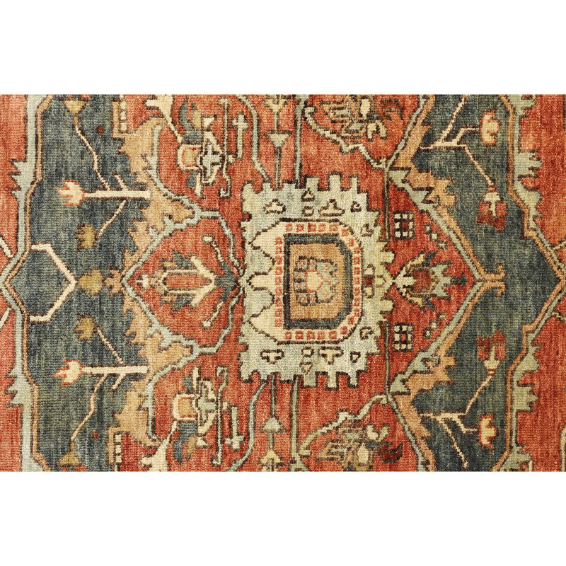High-Quality Hand-Knotted Rust And Red Area Rug, Rectangle 10' x 14'