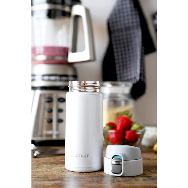 Grande tasse de voyage en acier inoxydable 16 oz, H 8,6 po x l 2,6 po, Blanc neige