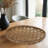 22" Brown Bamboo Weave Round Wood Tray