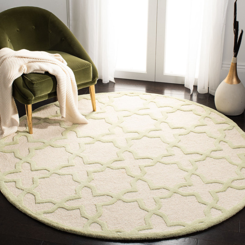 Igna Hand Tufted Wool Geometric Rug, Round 6'