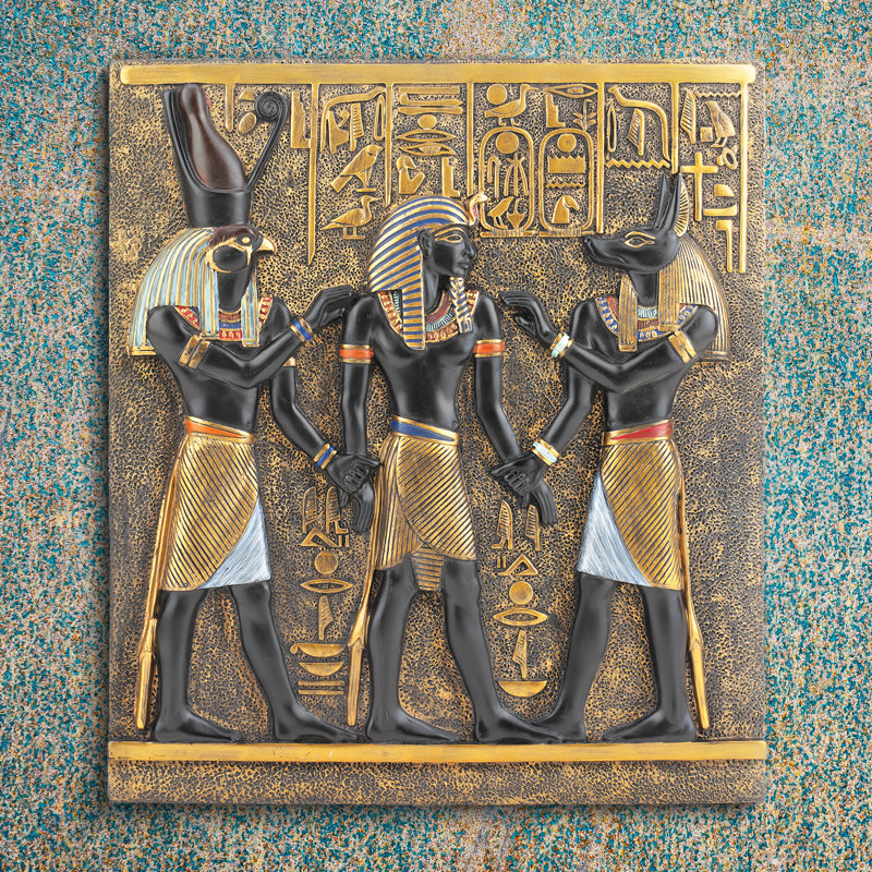 Sculpture murale Ramsès I entre Horus et Anubis