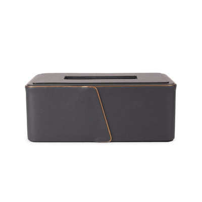 Noir Leather Rectangle Tissue Box Cover