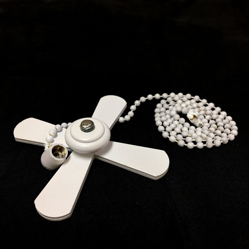 2 Piece Fan and Light Bulb Shaped Ceiling Fan Pull Chain Set, White
