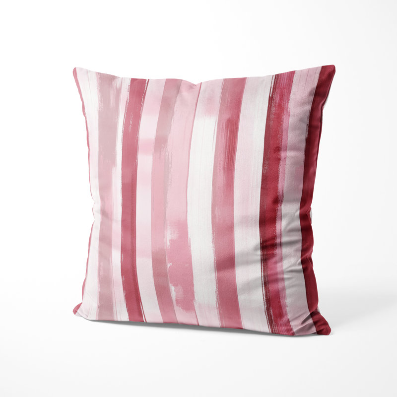 Coussin décoratif à rayures - Coussin à rayures roses, H 18 po x l 18 po
