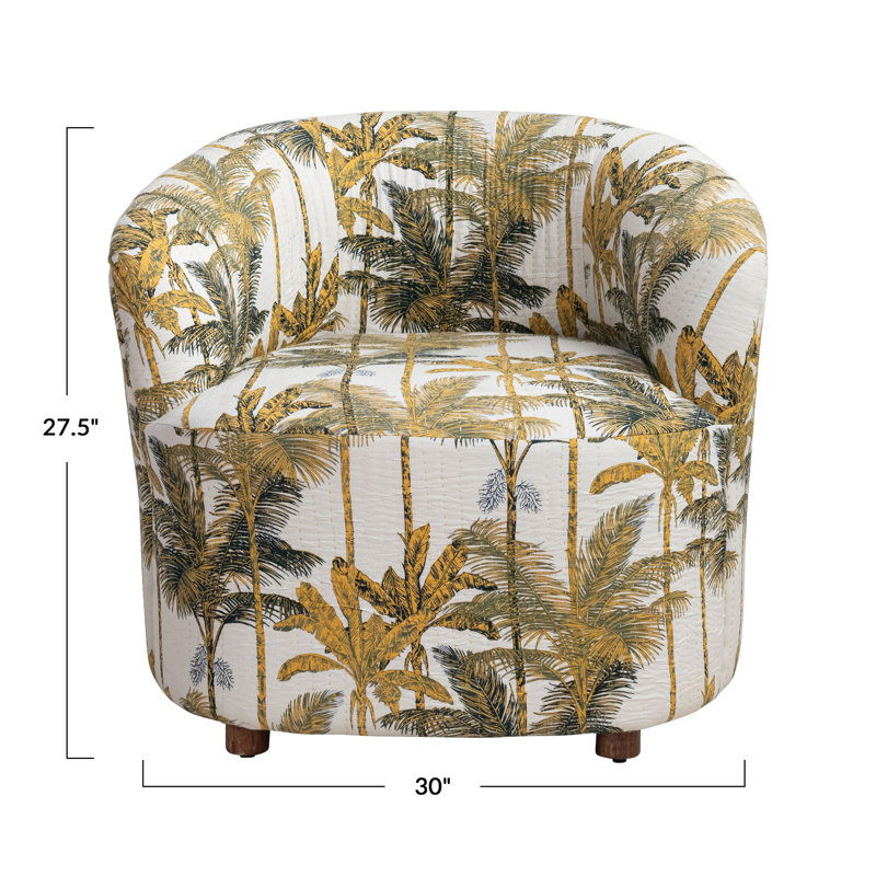 Chaise ronde rembourrée en voile de coton imprimée avec palmiers