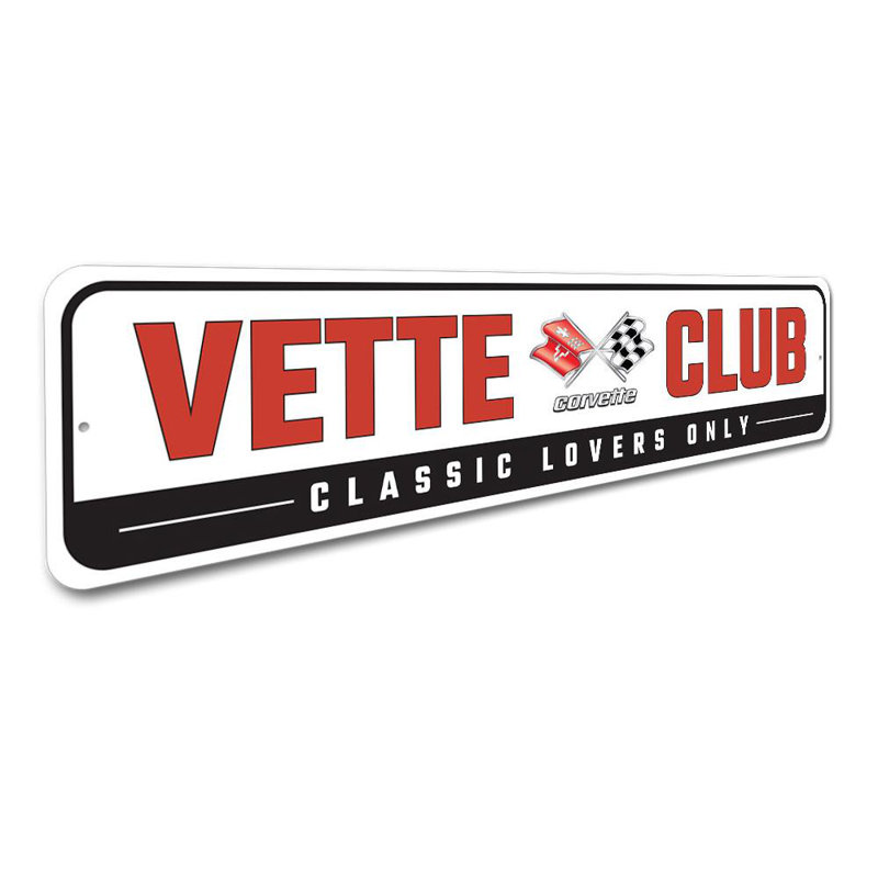 Enseigne en aluminium Vette Club Corvette, H 4 po x l 18 po x P 0,04 po