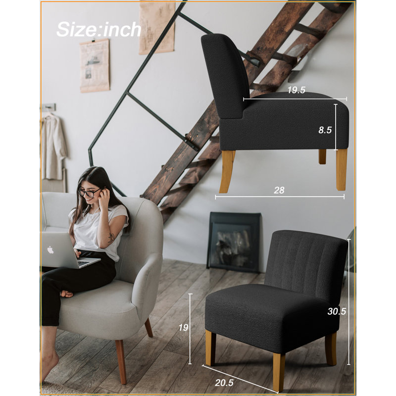 Devindra Upholstered Accent Chair, Black Linen Blend