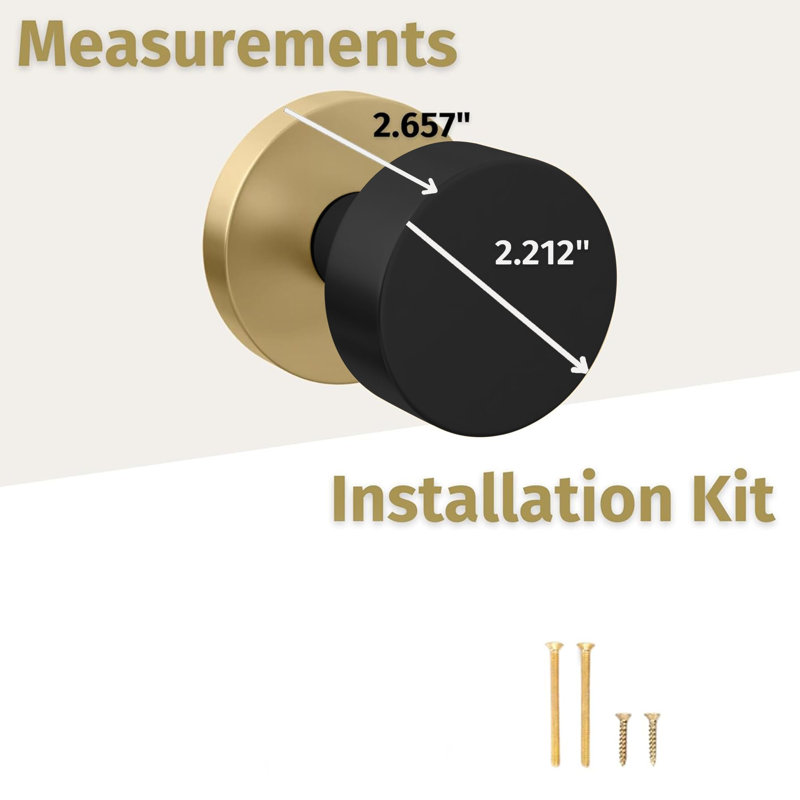 Mega Handles Buena Dummy Knob 2 - Poignée anti-rotation pour garde-robe et portes françaises, convient à toutes les portes standard - Laiton satiné