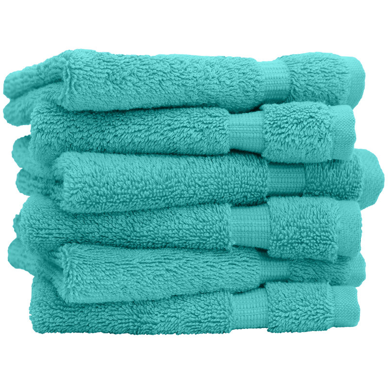 Ensemble de 6 serviettes en coton Wellston, Bleu Aqua