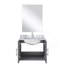 Meuble-lavabo simple gris foncé 24 po X P 22 po D, comptoir en marbre de Carrare, 18 po Ensemble miroir et robinet-551455734-551455735