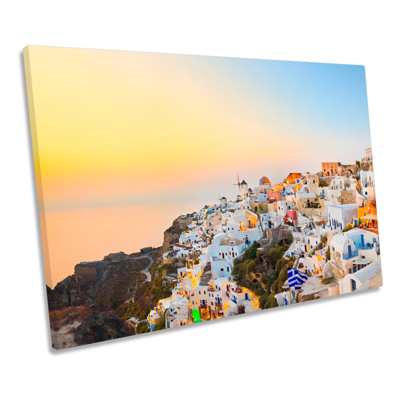 Santorini Sunset Greek Island - Wrapped Canvas Print, 30.5cm H x 45.7cm W x 2cm D