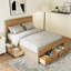 Structure de lit moderne avec 6 tiroirs, lit plateforme avec support à lattes en bois, pas de sommier tapissier requis-1180505493