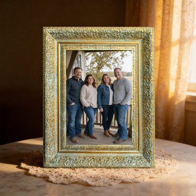 Antique Gold 1PC 11" x 14" Statement Picture Frame with Tabletop Stand and Wall Hooks