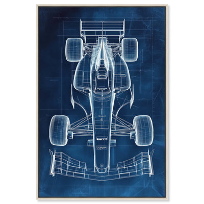 Race Car Blueprint Canvas by Art Remedy