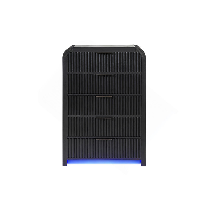 Vertical Chest With Ribbed Panel Design & Integrated Handles