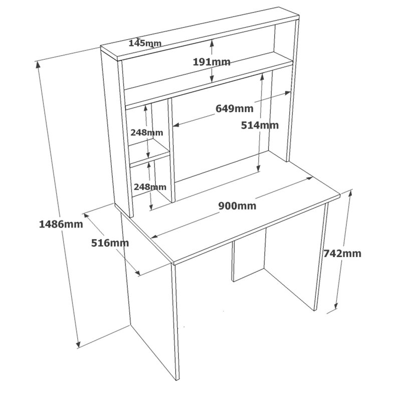 Bureau échelle avec huche Beddingfield, Naturel / blanc