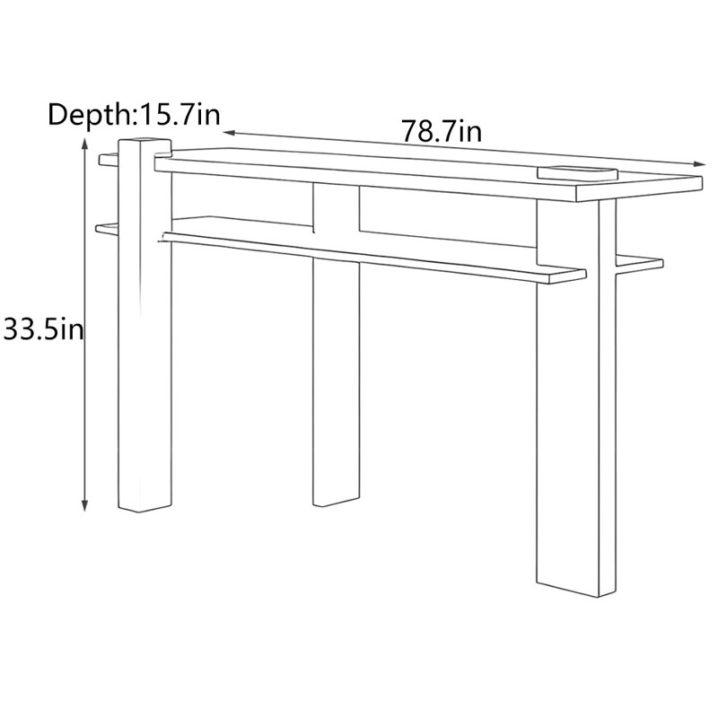 Nordic Solid Wood Console Table, 33.5" H x 78.7" W x 15.7" D