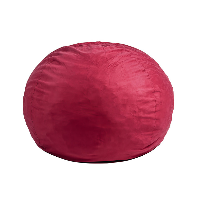 Extra Large Bean Bag Chair for Adults - 5 ft Giant Lounger, Removable Youth-Protected Cover & Locking Zipper, Round Faux Suede Sofa for Living Room, Bedroom & Gaming,WineRed