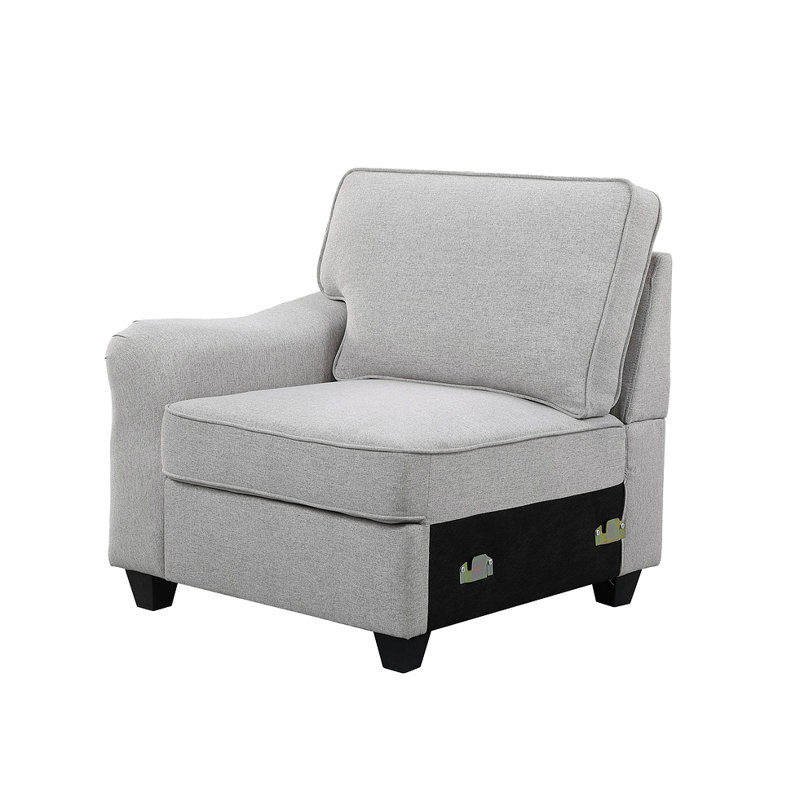 Leo 125" Light Gray Linen Modular L-Shape Sectional Sofa And Ottoman, 35" H x 125" W x 125" D