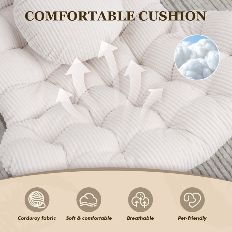 Chaise berçante d'extérieur surdimensionnée avec repose-pieds Papasan, Beige