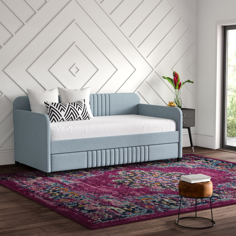 Lit de jour simple avec couchette Aaru, Bleu clair