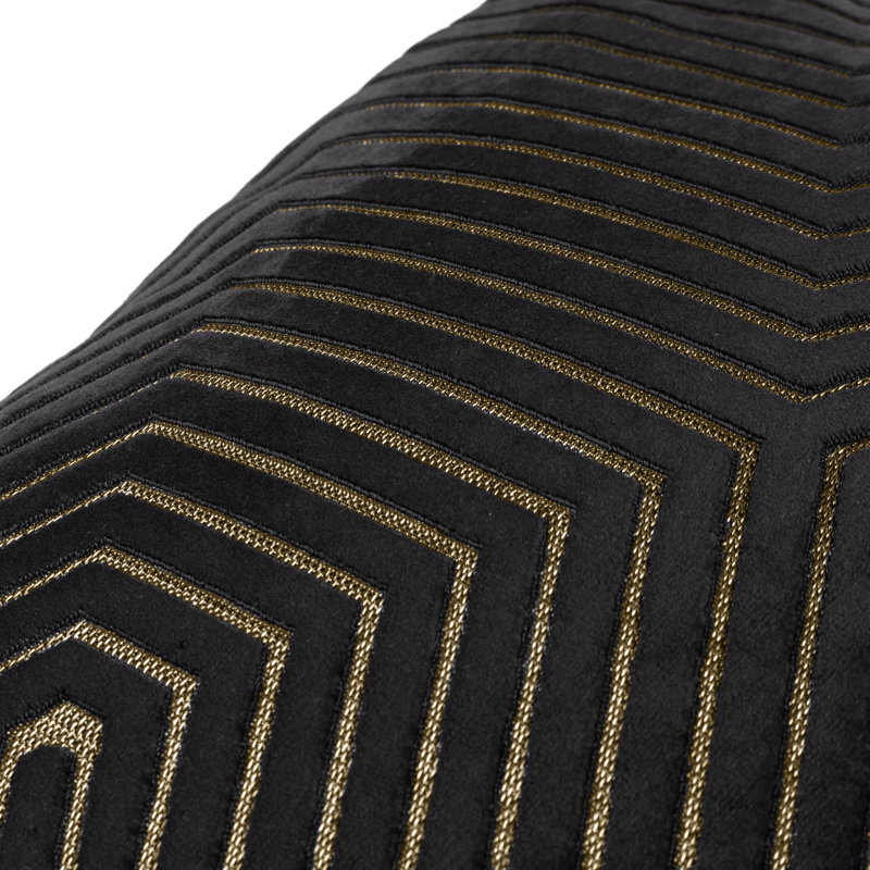 Geometric Square Cushion, Black, Feather