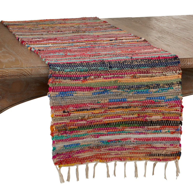 Striped Cotton Blend Table Runner