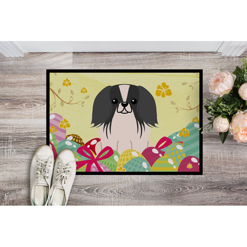 Saroyan Non-Slip Easter Outdoor Doormat, Black/White, 36" L x 24" W