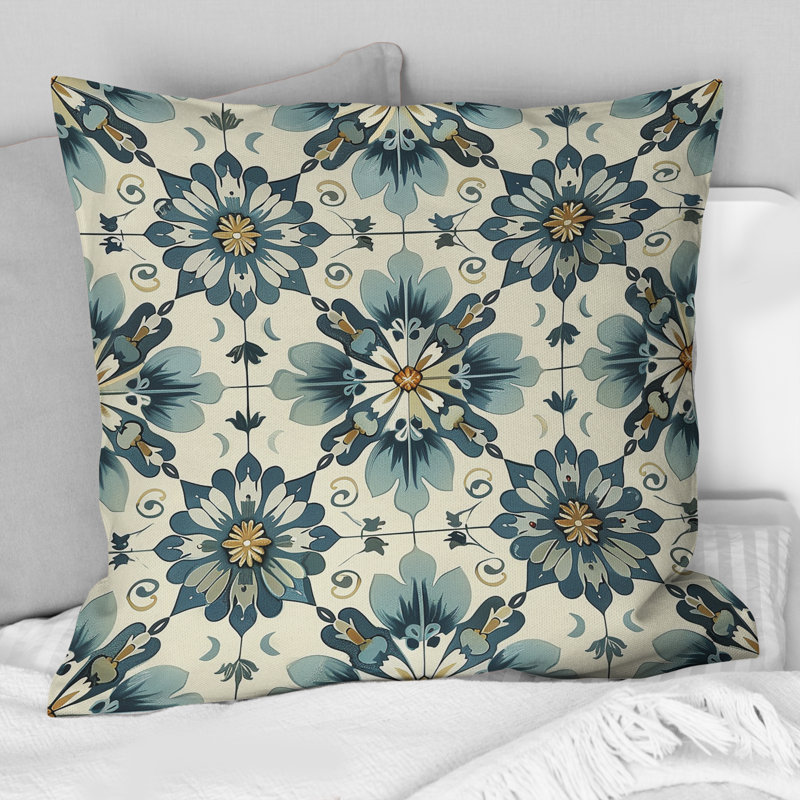 Tuile rétro bleu poudre IV - coussin de ferme, H 16 po x l 16 po, Carrée