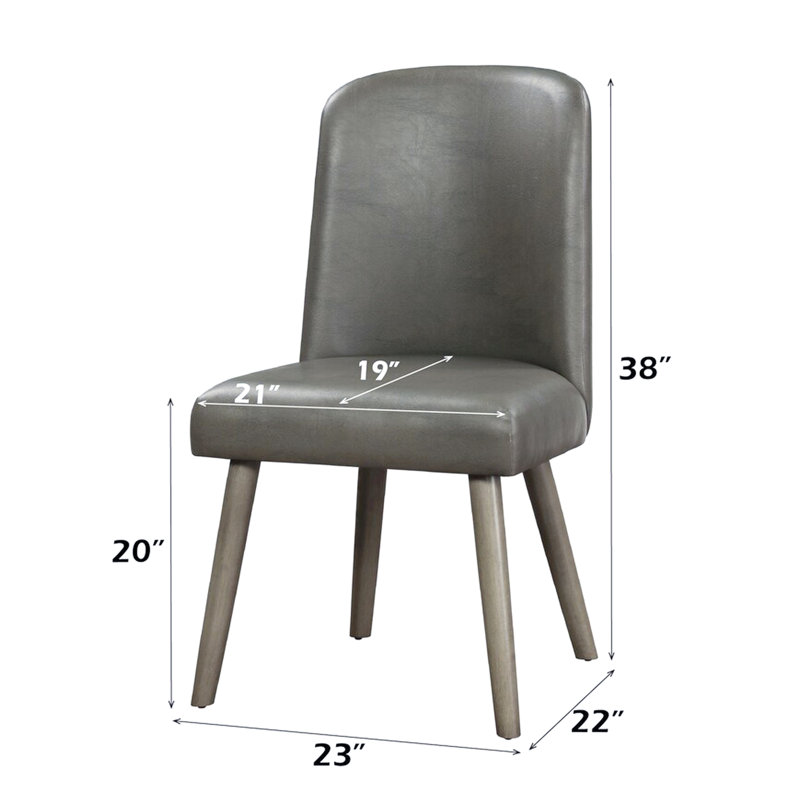 2 chaises d'appoint grises avec siège et dossier à tablier rembourré, style dossier solide, pieds en bois, 15 po entre le plancher et le siège, broche de meuble de salle à manger, pour