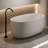 Beige 47-Inch Resin Stone Soaking Tub, Freestanding, Smooth And Delicate Touch, Comfortable Bathing Experience 47'' Solid Surface Freestanding Bathtub, Stone, Spacious For One Bather, Slow Heat