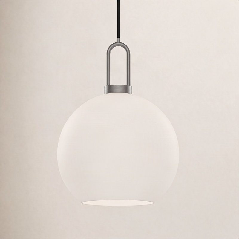 Luminaire suspendu Shiloh, Nickel brossé, Opale, H 14,38 po x l 9,88 po x P 9,88 po