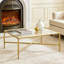 100cm Square Glass Coffee Table with Gold Metal Frame