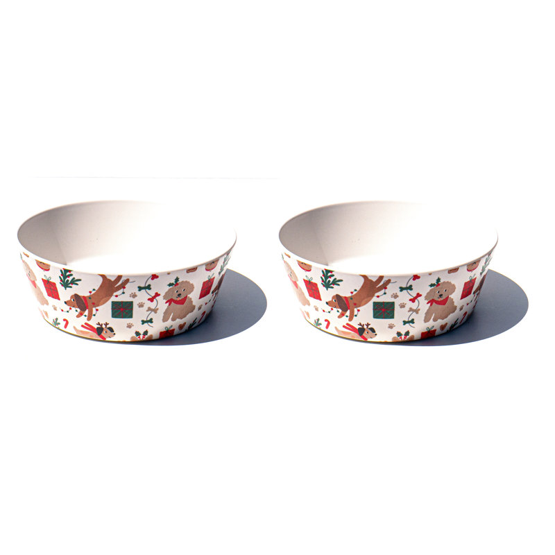 Bol pour animal de compagnie Holiday - fantaisie en mélamine - moyen - 3 tasses - blanc multicolore