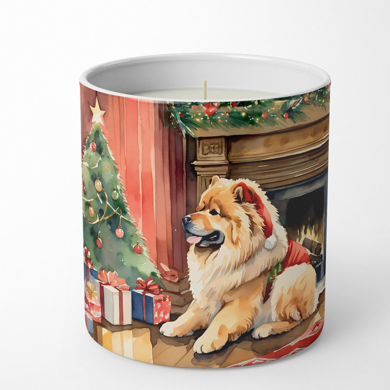 Bougie de Noël parfumée avec support en céramique