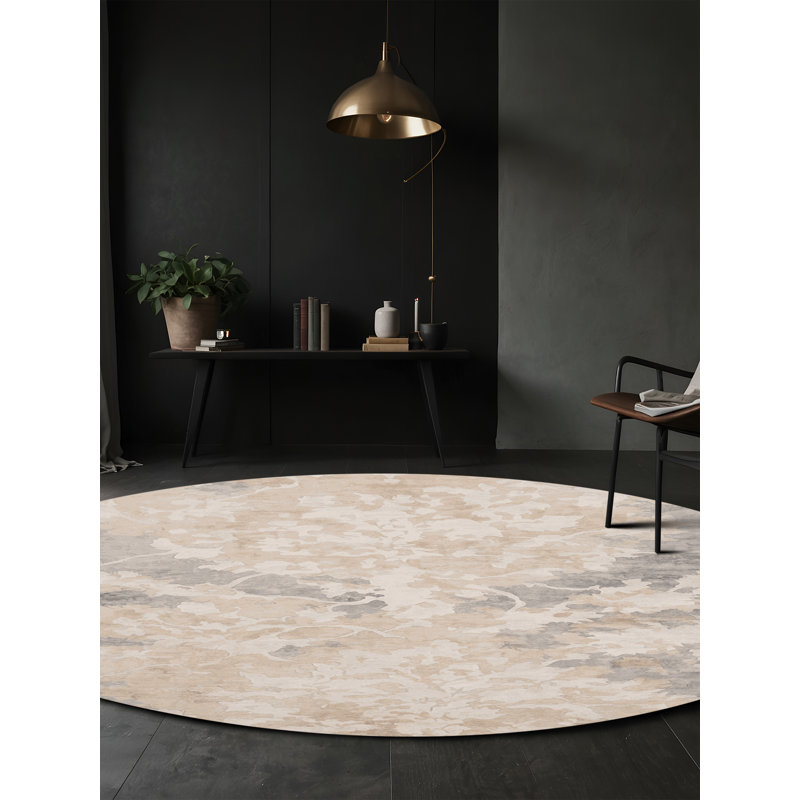 Machine Washable Gray Area Rug, Round 8'