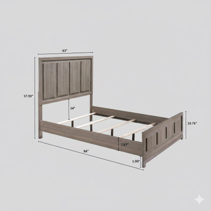 Lit à panneau une pièce contemporain de grande taille au design épuré et simple, avec une finition apaisante en chêne gris.