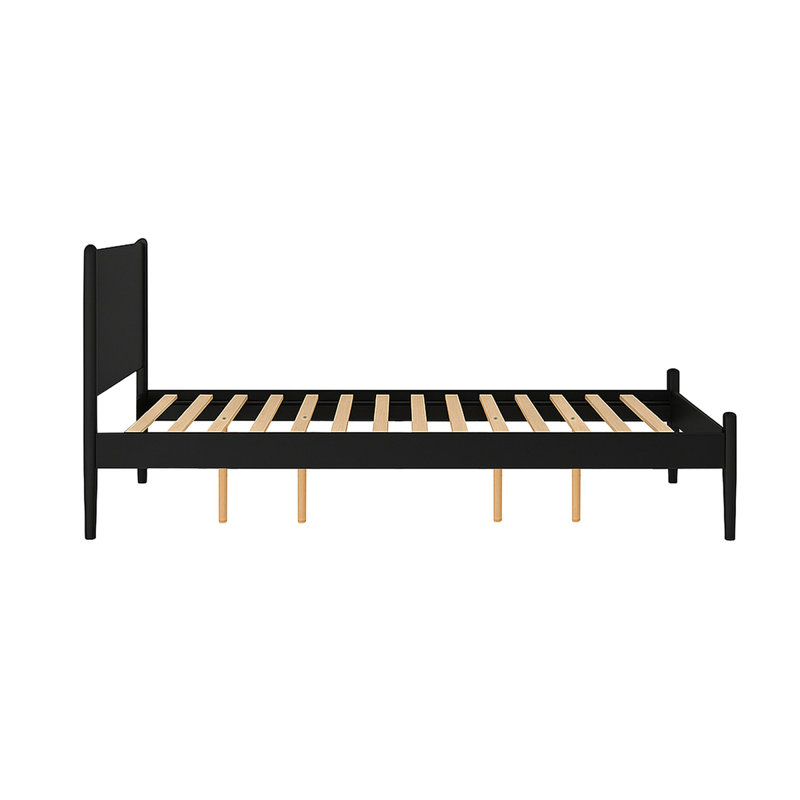Lit plateforme Mid-Century, Noir, Grand lit