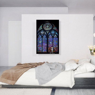 «Graffiti Stain Glass Blue» par Banksy, reproduction d'art sur toile tendue