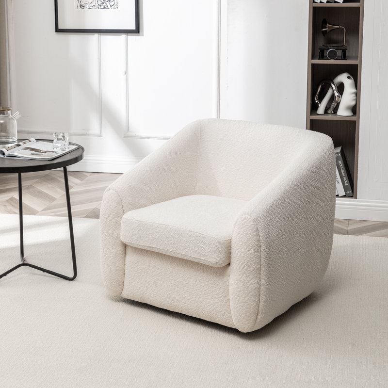Chaise pivotante rembourrée de 32 po de large Shively, Beige