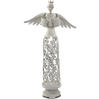 Statue ange blanc avec ailes ouvertes