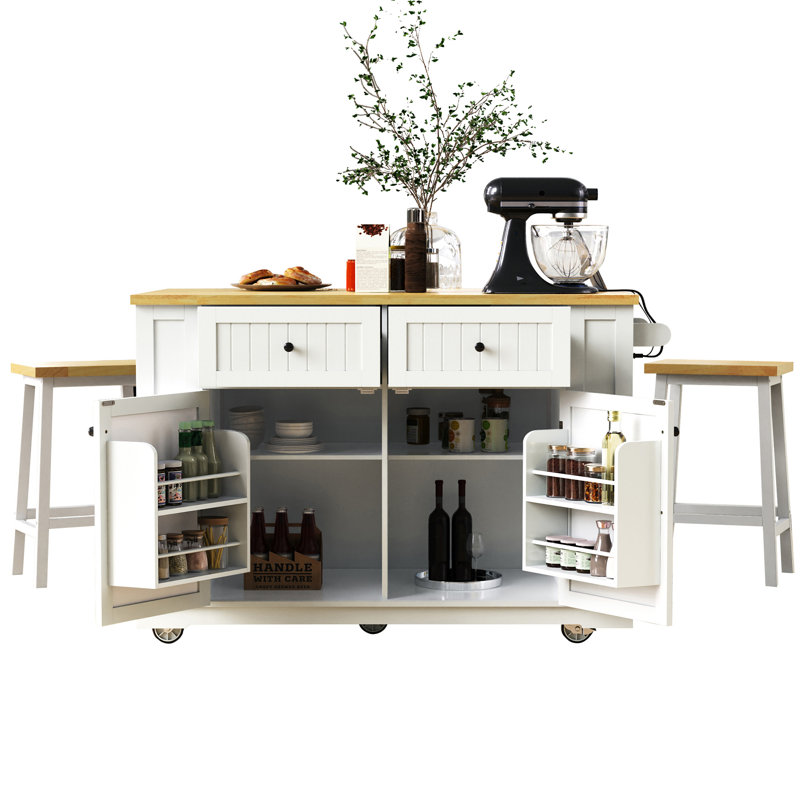 Grand îlot de cuisine de 48 po avec abattant K&K, Blanc