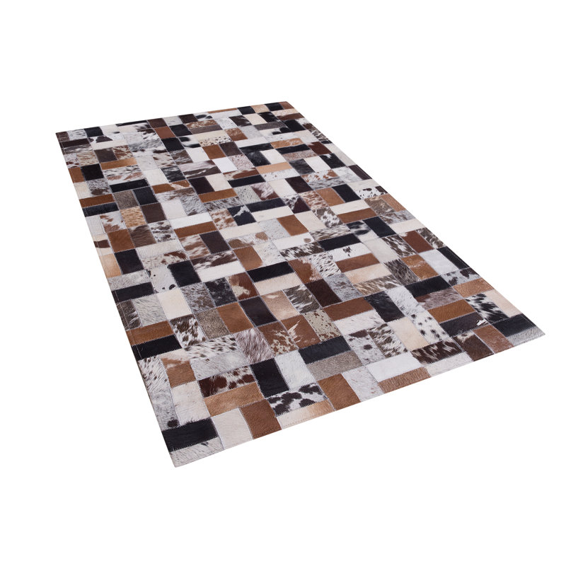 Geometric Leather Hand Woven 80cm X 150cm Area Rug
